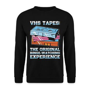 Vintage Movie Lover Retro Vhs Kassette 80er 90er - Unisex Pullover - Schwarz - Vorne - Alina (178cm) & Michal (187cm)