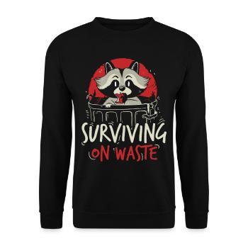 Raccoon lover garbage collecting garbage containers - Unisex Sweatshirt - black - Front - Alina (178cm) & Michal (187cm)