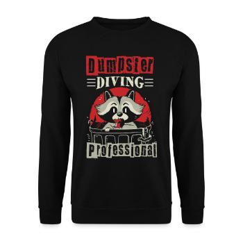 Waschbär Liebhaber Müll Sammeln Müllcontainer - Unisex Pullover - Schwarz - Vorne - Alina (178cm) & Michal (187cm)