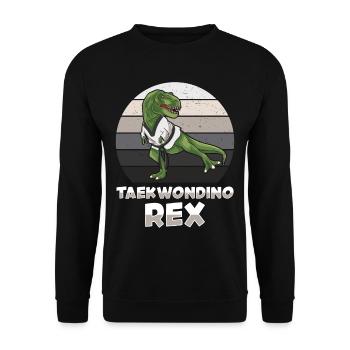 Taekwondino Rex Dinosaurier-Liebhaber T-rex - Unisex Pullover - Schwarz - Vorne - Alina (178cm) & Michal (187cm)