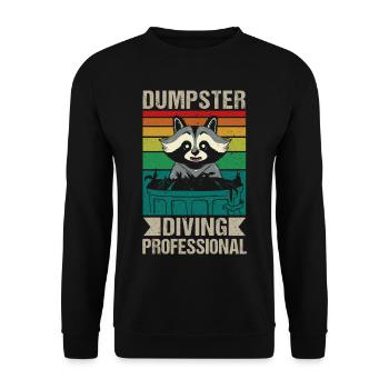 Waschbär Liebhaber Müll Sammeln Müllcontainer - Unisex Pullover - Schwarz - Vorne - Alina (178cm) & Michal (187cm)