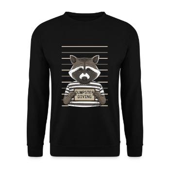 Waschbär Liebhaber Müll Sammeln Müllcontainer - Unisex Pullover - Schwarz - Vorne - Alina (178cm) & Michal (187cm)