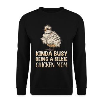 Silkie Chicken Mom Poulet chinois en soie - Sweat-shirt Unisexe - noir - Devant - Alina (178cm) & Michal (187cm)