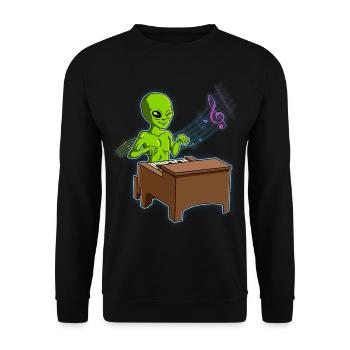 Alien Klavierspieler - Unisex Pullover - Schwarz - Vorne - Alina (178cm) & Michal (187cm)