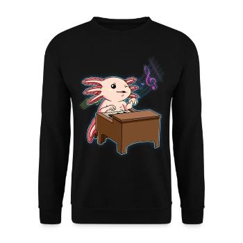 Axolotl Pianiste - Sweat-shirt Unisexe - noir - Devant - Alina (178cm) & Michal (187cm)
