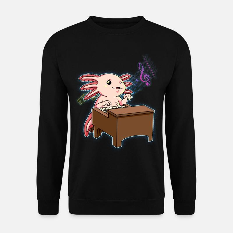 Axolotl Klavierspieler - Unisex Pullover - Schwarz