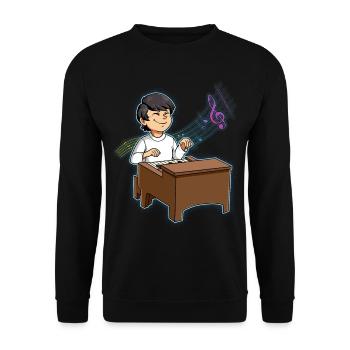 Junge Klavierspieler - Unisex Pullover - Schwarz - Vorne - Alina (178cm) & Michal (187cm)