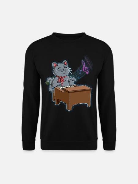 Cat Piano Player - Unisex Sweatshirt - black