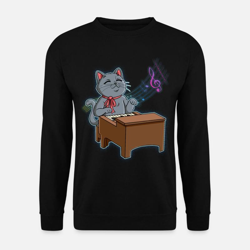 Cat Piano Player - Unisex Sweatshirt - black