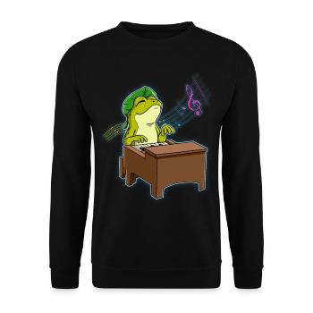 Frosch Klavierspieler - Unisex Pullover - Schwarz - Vorne - Alina (178cm) & Michal (187cm)