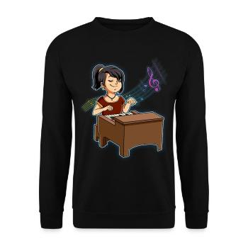 Mädchen Klavierspieler - Unisex Pullover - Schwarz - Vorne - Alina (178cm) & Michal (187cm)