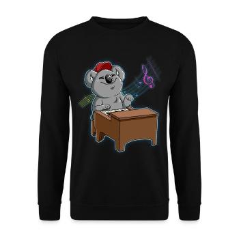 Koala Klavierspieler - Unisex Pullover - Schwarz - Vorne - Alina (178cm) & Michal (187cm)