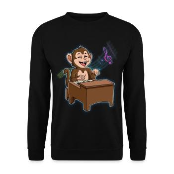 Affe Klavierspieler - Unisex Pullover - Schwarz - Vorne - Alina (178cm) & Michal (187cm)