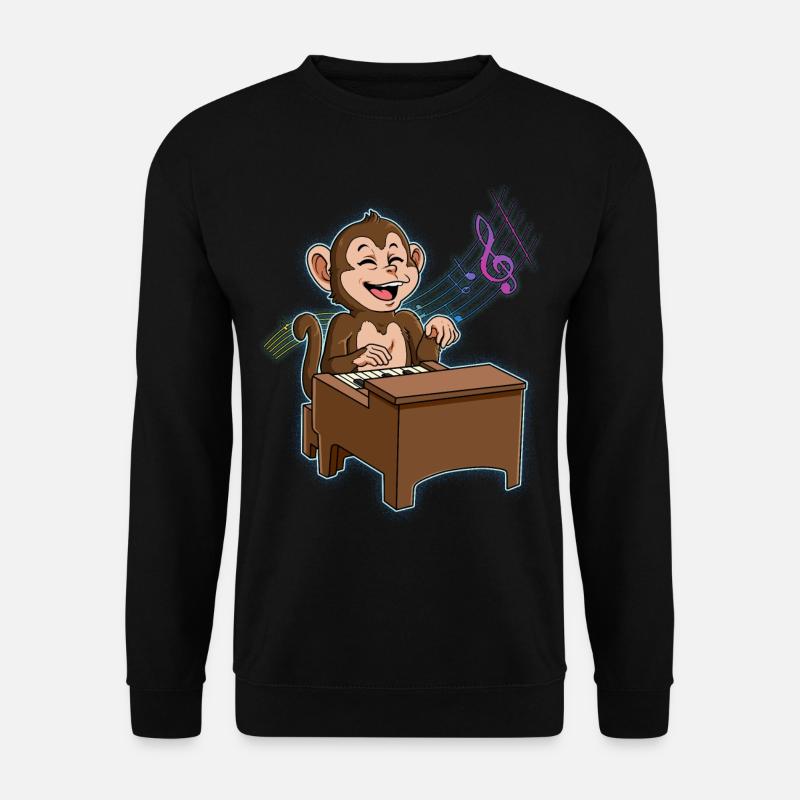 Monkey Piano Player - Unisex Sweatshirt - black