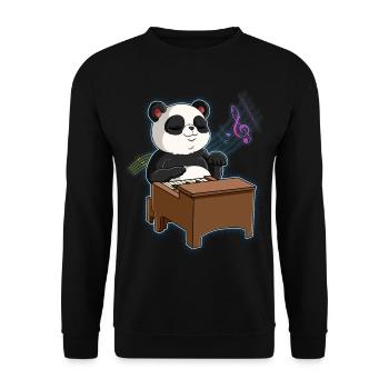 Panda Klavierspieler - Unisex Pullover - Schwarz - Vorne - Alina (178cm) & Michal (187cm)