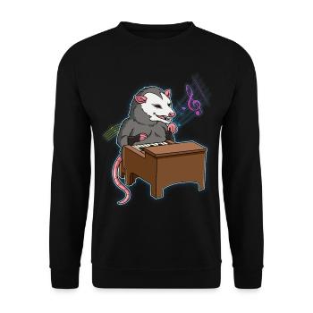 Opossum Klavierspieler - Unisex Pullover - Schwarz - Vorne - Alina (178cm) & Michal (187cm)