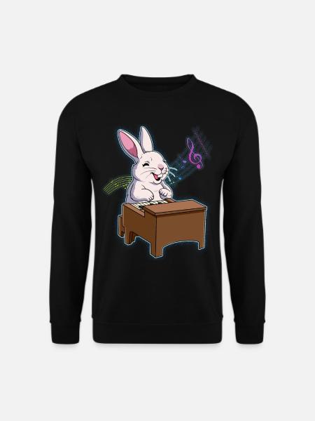 Rabbit Piano Player - Unisex Sweatshirt - black