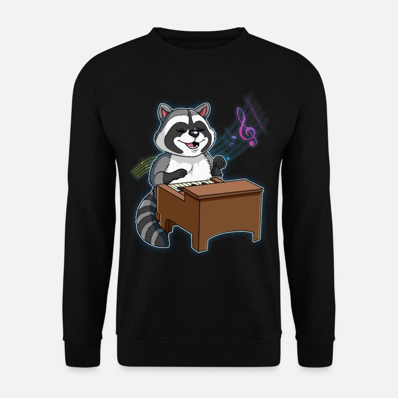 Waschbär Klavierspieler - Unisex Pullover - Schwarz