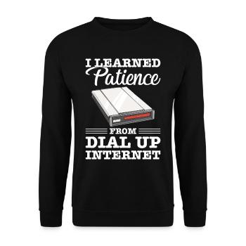 90er Jahre Nostalgie Retro 90er Jahre Dial Up - Unisex Pullover - Schwarz - Vorne - Alina (178cm) & Michal (187cm)