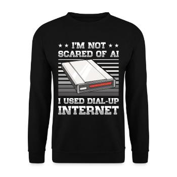 90er Jahre Nostalgie Retro 90er Jahre Dial Up - Unisex Pullover - Schwarz - Vorne - Alina (178cm) & Michal (187cm)