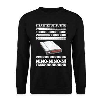 90er Nostalgie Retro 90er Einwahl Internet Vintage - Unisex Pullover - Schwarz - Vorne - Alina (178cm) & Michal (187cm)