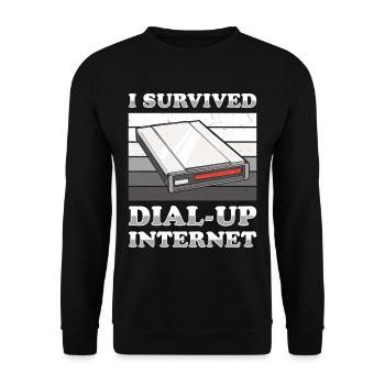 90s Nostalgia Retro 90s Dial Up - Unisex Sweatshirt - black - Front - Alina (178cm) & Michal (187cm)
