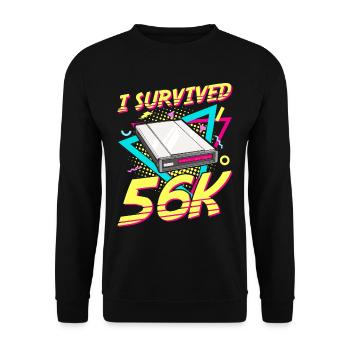 90er Nostalgie Retro 90er Einwahl Internet Vintage - Unisex Pullover - Schwarz - Vorne - Alina (178cm) & Michal (187cm)