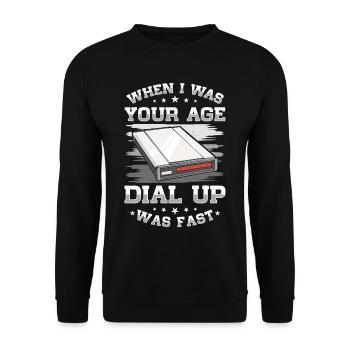 90er Nostalgie Retro 90er Einwahl Internet Vintage - Unisex Pullover - Schwarz - Vorne - Alina (178cm) & Michal (187cm)