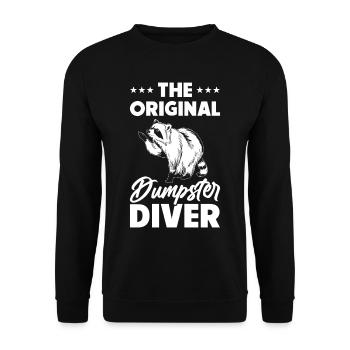 Raccoon Lover Trash Picking Dumpster Diving Trash - Unisex Pullover - Schwarz - Vorne - Alina (178cm) & Michal (187cm)