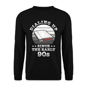 90er Nostalgie Retro 90er Einwahl Internet Vintage - Unisex Pullover - Schwarz - Vorne - Alina (178cm) & Michal (187cm)