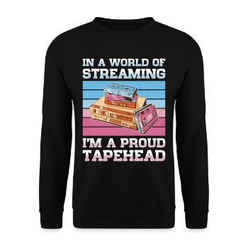 Vintage Movie Lover Retro Vhs Kassette 80er 90er - Unisex Pullover - Schwarz - Vorne - Alina (178cm) & Michal (187cm)