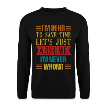 Beruf: Hr-manager Im Personalwesen - Unisex Pullover - Schwarz - Vorne - Alina (178cm) & Michal (187cm)