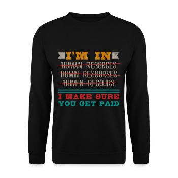 Beruf: Hr-manager Im Personalwesen - Unisex Pullover - Schwarz - Vorne - Alina (178cm) & Michal (187cm)