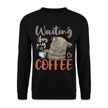 Buveur de caféine Amateur de café Petit déjeuner Kitty - Sweat-shirt Unisexe - noir - Devant - Alina (178cm) & Michal (187cm)