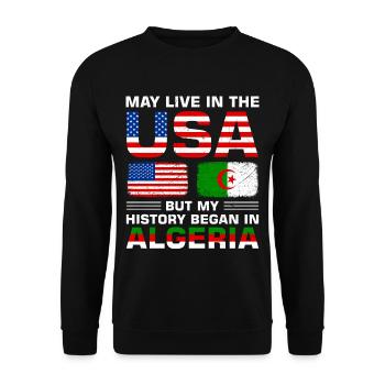 Usa flag America Algeria flag Algerian - Unisex Sweatshirt - black - Front - Alina (178cm) & Michal (187cm)