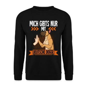 Mich Gibts Nur Mit Deutsche Dogge - Unisex Pullover - Schwarz - Vorne - Alina (178cm) & Michal (187cm)