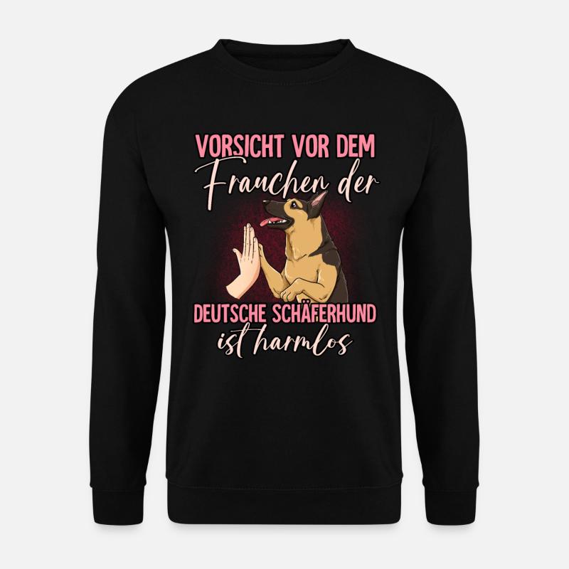 Vorsicht vor dem Frauchen Deutscher Schäferhund - Unisex Pullover - Schwarz
