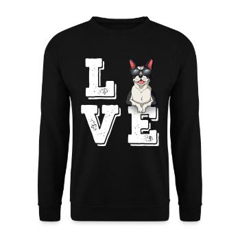 Love Boston Terrier - Unisex Pullover - Schwarz - Vorne - Alina (178cm) & Michal (187cm)