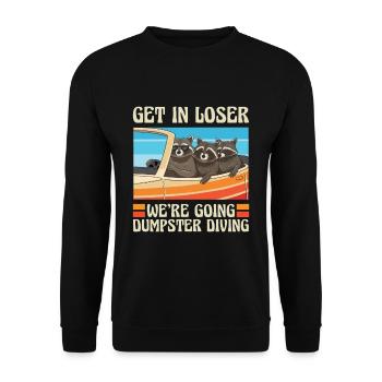 Raccoon Lover Trash Picking Dumpster Diving Trash - Unisex Pullover - Schwarz - Vorne - Alina (178cm) & Michal (187cm)