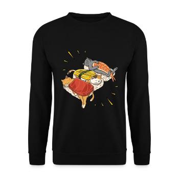 Japanisches Essen Ich liebe Sushi Liebhaber Nigiri - Unisex Pullover - Schwarz - Vorne - Alina (178cm) & Michal (187cm)