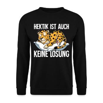 Hektik Ist Auch Keine Lösung - Unisex Pullover - Schwarz - Vorne - Alina (178cm) & Michal (187cm)