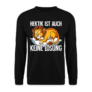 Hektik Ist Auch Keine Lösung - Unisex Pullover - Schwarz - Vorne - Alina (178cm) & Michal (187cm)