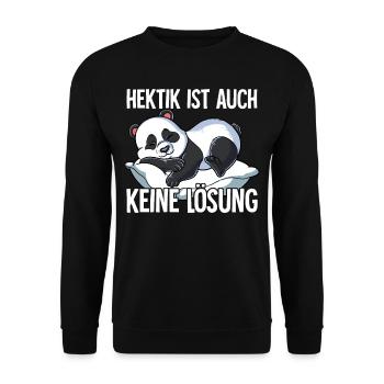 Hektik Ist Auch Keine Lösung - Unisex Pullover - Schwarz - Vorne - Alina (178cm) & Michal (187cm)