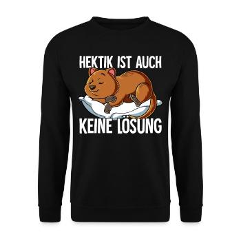 Hektik Ist Auch Keine Lösung - Unisex Pullover - Schwarz - Vorne - Alina (178cm) & Michal (187cm)