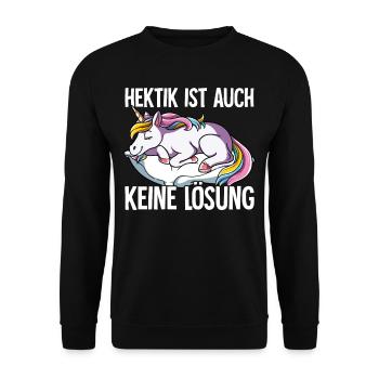 Hektik Ist Auch Keine Lösung - Unisex Pullover - Schwarz - Vorne - Alina (178cm) & Michal (187cm)