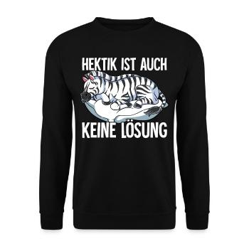 Hektik Ist Auch Keine Lösung - Unisex Pullover - Schwarz - Vorne - Alina (178cm) & Michal (187cm)