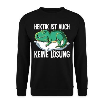 Hektik Ist Auch Keine Lösung - Unisex Pullover - Schwarz - Vorne - Alina (178cm) & Michal (187cm)