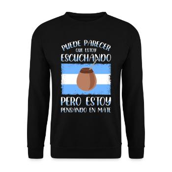Drapeau de l’Argentine Thé yerba maté argentin - Sweat-shirt Unisexe - noir - Devant - Alina (178cm) & Michal (187cm)