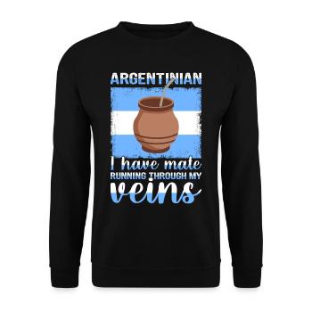 Drapeau de l’Argentine Thé yerba maté argentin - Sweat-shirt Unisexe - noir - Devant - Alina (178cm) & Michal (187cm)