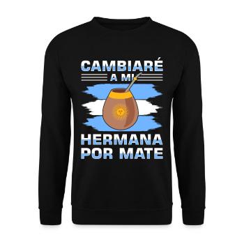 Argentinien-Flagge Argentinischer Yerba Mate Tee - Unisex Pullover - Schwarz - Vorne - Alina (178cm) & Michal (187cm)
